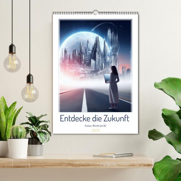Produktbild: Entdecke die Zukunft - Future World mit KI (Wandkalender 2026 DIN A2 hoch), CALVENDO Monatskalender