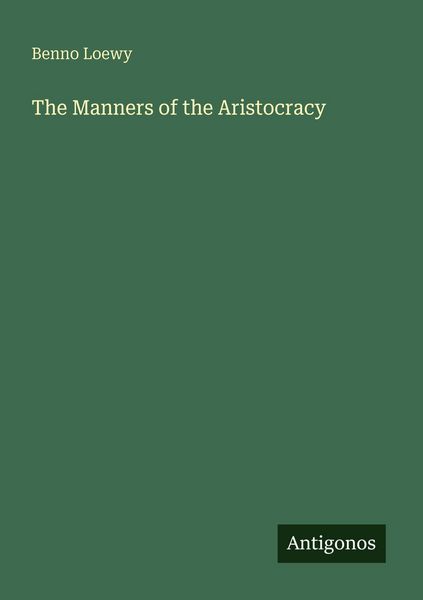 Produktbild: The Manners of the Aristocracy
