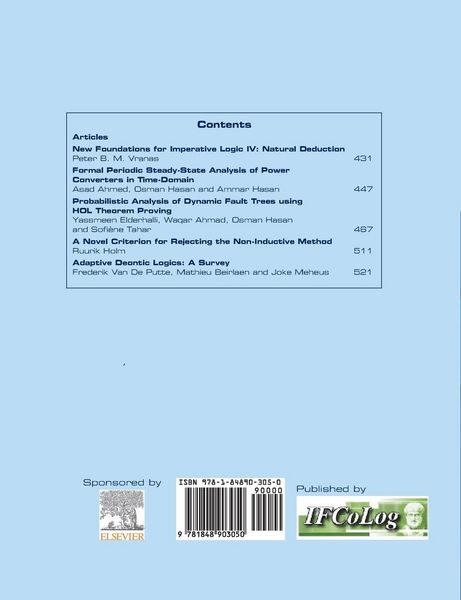 Produktbild: Journal of Applied Logics - The IfCoLog Journal of Logics and their Applications