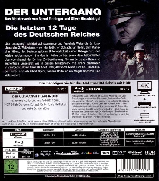 Produktbild: Der Untergang (4K Ultra HD) (+ Blu-ray)