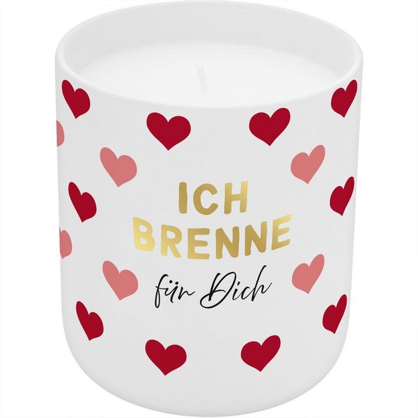 Produktbild: Kerze in Porzellanbecher "Ich brenne f&uuml;r Dich", mit Golddruck