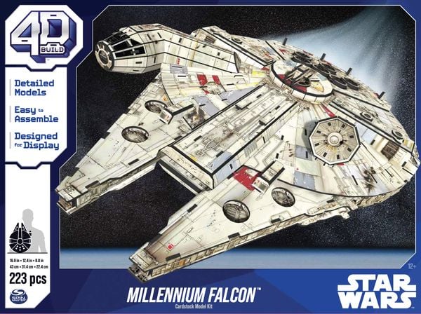 4D Build - Star Wars Millennium Falcon - detailreicher 3D-Modellbausatz aus hochwertigem Karton, 223 Teile, für Star War