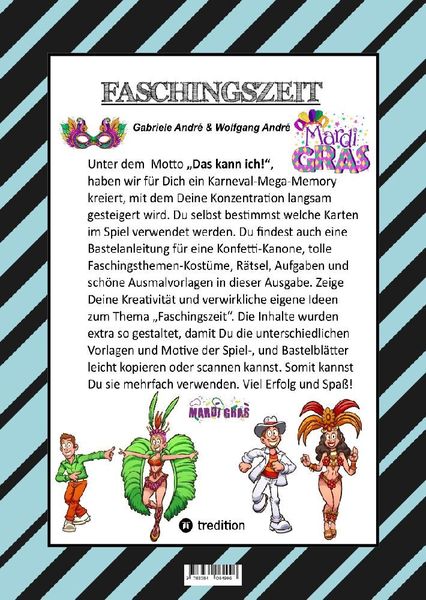 Produktbild: Craftbook - Bastelvorlage - Spiel - Karneval Mega Memory - Faschingsmotive - R&auml;tsel - Aufgaben - Ausmalvorlagen