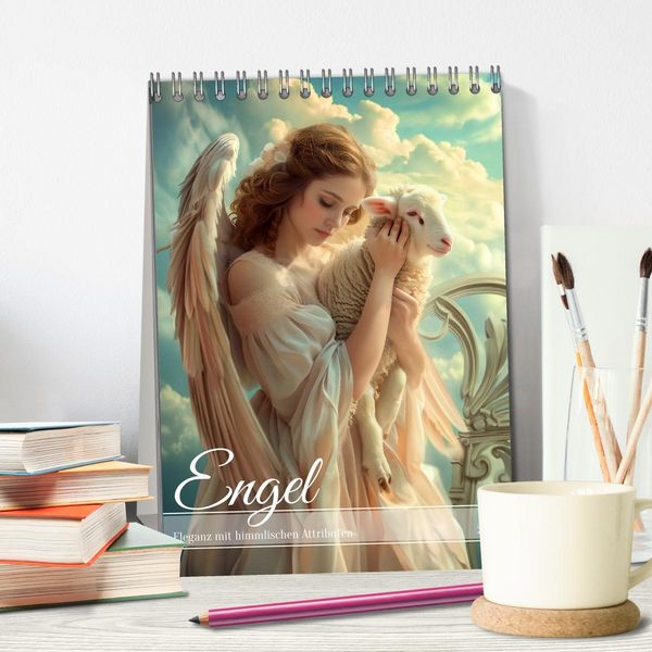 Produktbild: Engel - Eleganz mit himmlischen Attributen (Tischkalender 2026 DIN A5 hoch), CALVENDO Monatskalender
