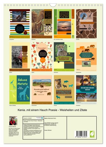 Produktbild: Kenia..mit einem Hauch Poesie - Weisheiten und Zitate (Wandkalender 2026 DIN A3 hoch), CALVENDO Monatskalender