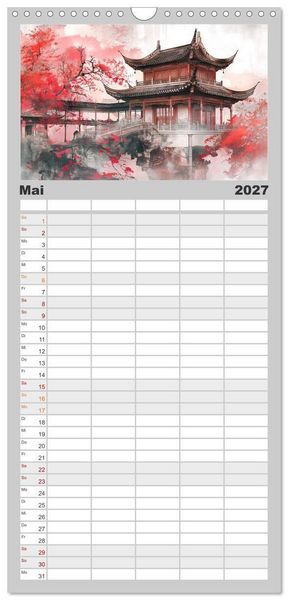Produktbild: Familienplaner 2027 - Die Essenz von China - Chinesische Landschaften und Symbole in Harmonie mit 5 Spalten (Wandkalender, 21 x 45 cm) CALVENDO