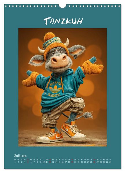 Produktbild: Kuhwelt. Stylische Streetwear-K&uuml;he f&uuml;r gute Laune (Wandkalender 2026 DIN A3 hoch), CALVENDO Monatskalender
