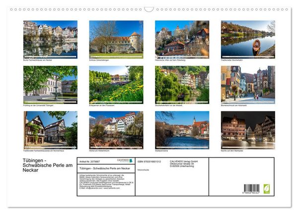 Produktbild: T&uuml;bingen - Schw&auml;bische Perle am Neckar (Wandkalender 2026 DIN A2 quer), CALVENDO Monatskalender