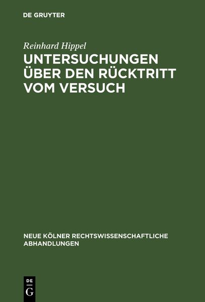 Produktbild: Untersuchungen &uuml;ber den R&uuml;cktritt vom Versuch