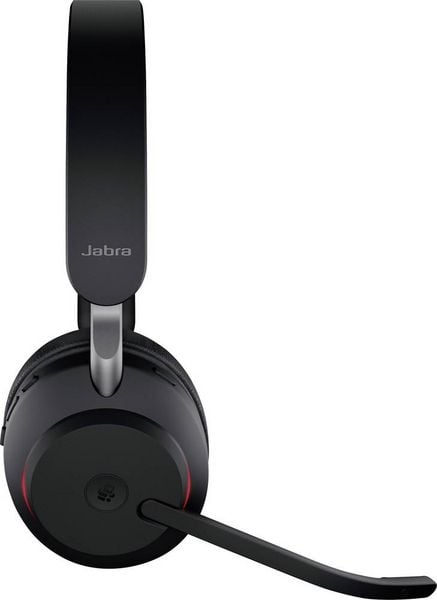 Produktbild: Jabra Evolve2 65 MS On Ear Headset Bluetooth&reg; Stereo Schwarz Lautst&auml;rkeregelung, Batterieladeanzeige, Mikrofon-Stummschaltung Telefon