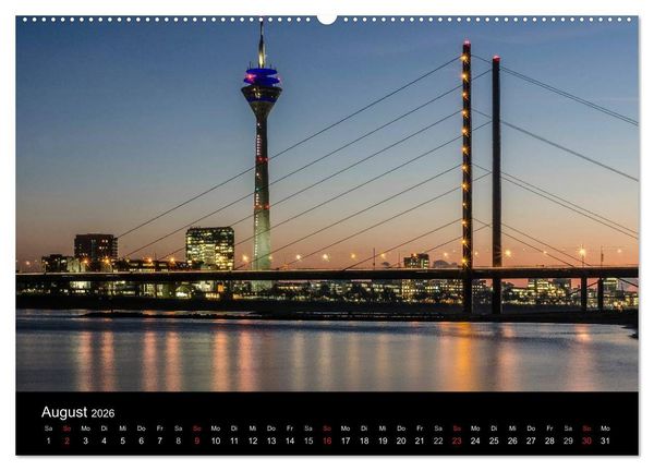 Produktbild: D&uuml;sseldorf - Ansichten am Abend (Wandkalender 2026 DIN A2 quer), CALVENDO Monatskalender