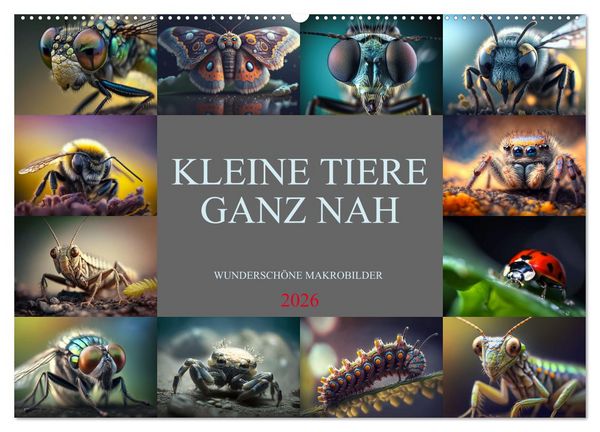 Kleine Tiere ganz nah (Wandkalender 2026 DIN A2 quer), CALVENDO Monatskalender