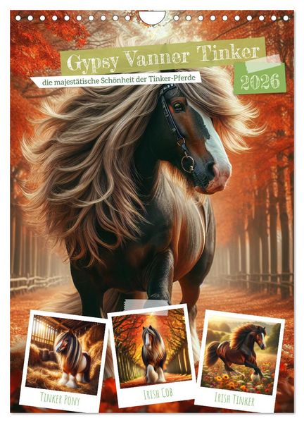 Produktbild: Gypsy Vanner Tinker - die majest&auml;tische Sch&ouml;nheit der Tinker-Pferde (Wandkalender 2026 DIN A4 hoch), CALVENDO Monatskalender