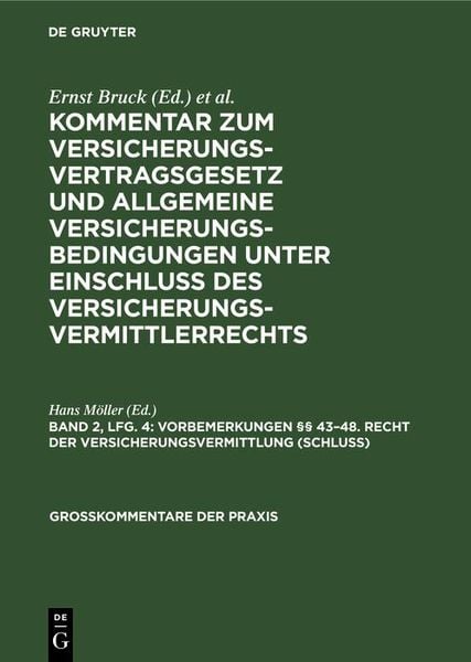 Produktbild: Vorbemerkungen &sect;&sect; 43-48. Recht der Versicherungsvermittlung (Schlu&szlig;)