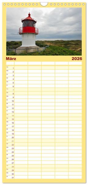 Produktbild: Familienplaner 2026 - Amrum mit 5 Spalten (Wandkalender, 21 x 45 cm) CALVENDO