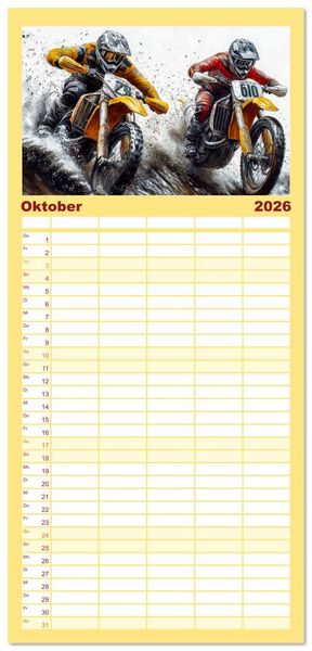 Produktbild: Familienplaner 2026 - Motocross - Highspeed durch das Jahr mit 5 Spalten (Wandkalender, 21 x 45 cm) CALVENDO