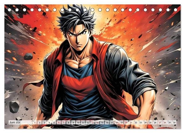 Produktbild: Manga Action Heroes (Tischkalender 2026 DIN A5 quer), CALVENDO Monatskalender