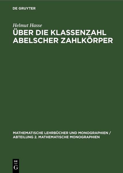 Produktbild: &Uuml;ber die Klassenzahl abelscher Zahlk&ouml;rper
