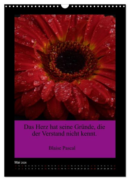 Produktbild: Lebensweisheiten mit Blumigen Gr&uuml;&szlig;en (Wandkalender 2026 DIN A3 hoch), CALVENDO Monatskalender