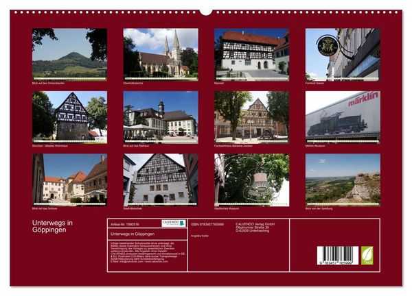 Produktbild: Unterwegs in G&ouml;ppingen (hochwertiger Premium Wandkalender 2026 DIN A2 quer), Kunstdruck in Hochglanz