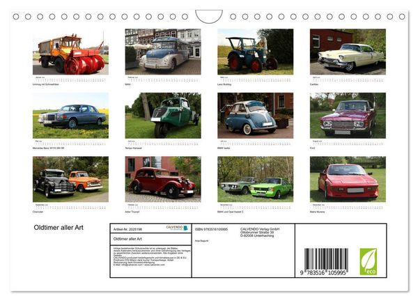 Produktbild: Oldtimer aller Art (Wandkalender 2026 DIN A4 quer), CALVENDO Monatskalender