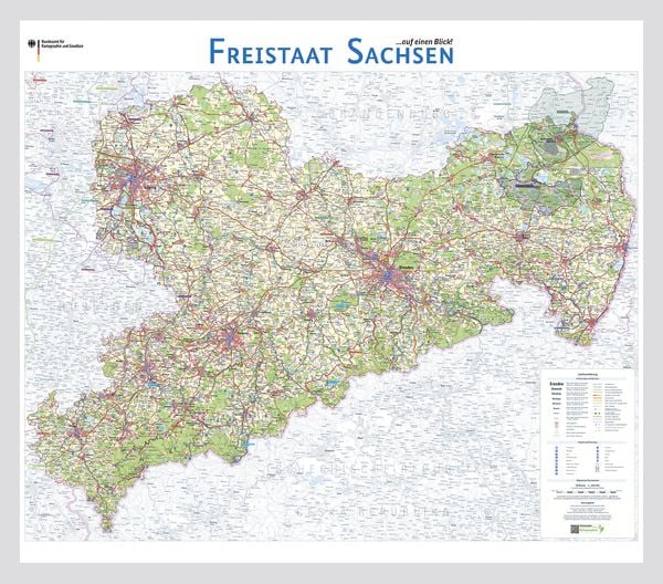 Freistaat Sachsen auf einen Blick!, Buch von , Bundesamt f. Kartographie u. Geodäsie, 978-3-86482-148-6
