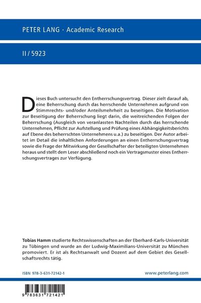 Produktbild: Der Entherrschungsvertrag