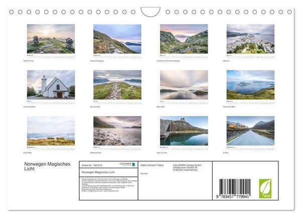 Produktbild: Norwegen Magisches Licht (Wandkalender 2026 DIN A4 quer), CALVENDO Monatskalender