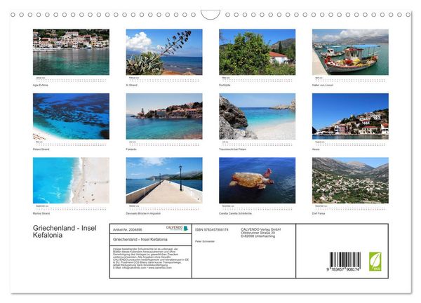 Produktbild: Griechenland - Insel Kefalonia (Wandkalender 2026 DIN A3 quer), CALVENDO Monatskalender