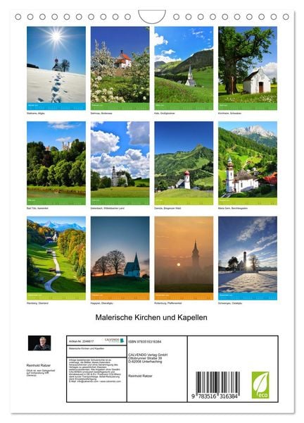Produktbild: Malerische Kirchen und Kapellen (Wandkalender 2026 DIN A4 hoch), CALVENDO Monatskalender