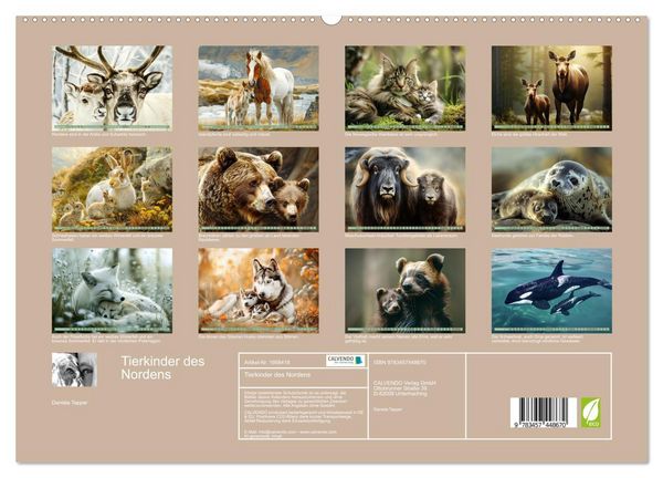 Produktbild: Tierkinder des Nordens (hochwertiger Premium Wandkalender 2026 DIN A2 quer), Kunstdruck in Hochglanz
