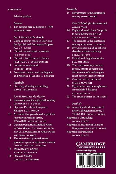 Produktbild: The Cambridge History of Eighteenth-Century Music