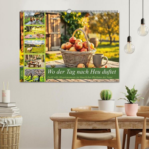 Produktbild: Wo der Tag nach Heu duftet - Zw&ouml;lf stille Monatsmomente im b&auml;uerlichen Rhythmus der Natur (Wandkalender 2026 DIN A2 quer), CALVENDO Monatskalender