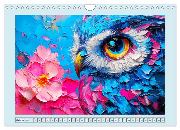 Produktbild: Eulen. Entz&uuml;ckende Paintings (Wandkalender 2026 DIN A4 quer), CALVENDO Monatskalender