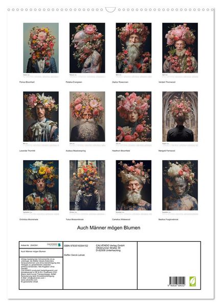 Produktbild: Auch M&auml;nner m&ouml;gen Blumen (Wandkalender 2026 DIN A2 hoch), CALVENDO Monatskalender
