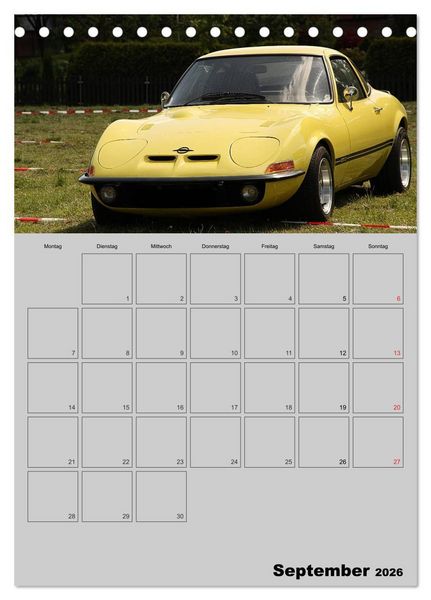 Produktbild: Opel GT Terminplaner (Tischkalender 2026 DIN A5 hoch), CALVENDO Monatskalender