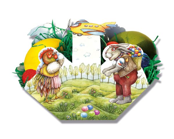 Produktbild: Ostern basteln Bastelbogen K&ouml;rbchen & Eierbecher Ausschneidebogen