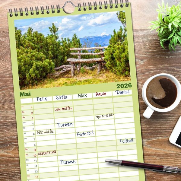 Produktbild: Familienplaner 2026 - Annaberg und Lung&ouml;tz mit 5 Spalten (Wandkalender, 21 x 45 cm) CALVENDO