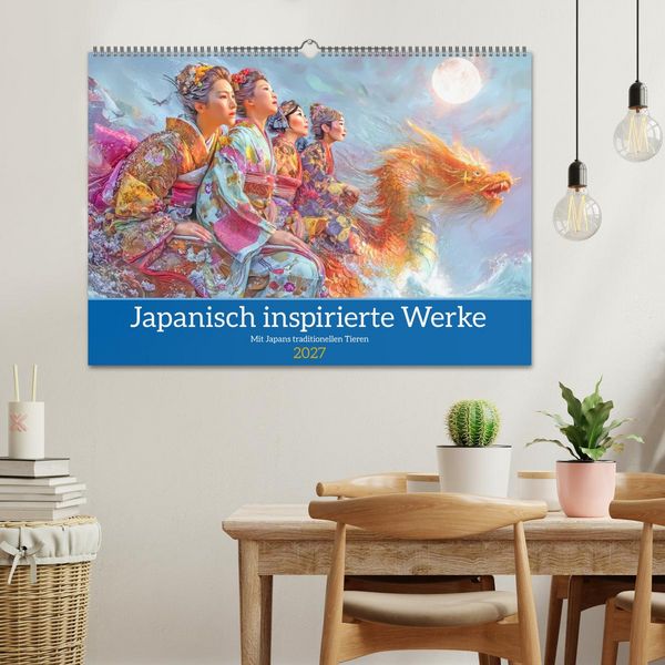 Produktbild: Japanisch inspirierte Werke - Mit Japans traditionellen Tieren (Wandkalender 2027 DIN A2 quer), CALVENDO Monatskalender