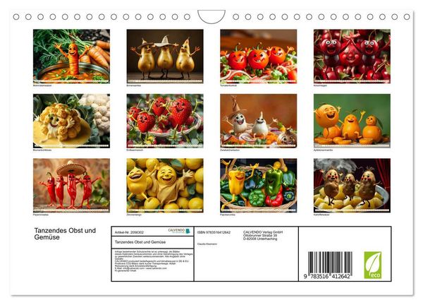 Produktbild: Tanzendes Obst und Gem&uuml;se (Wandkalender 2026 DIN A4 quer), CALVENDO Monatskalender