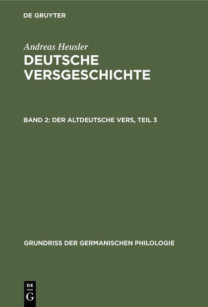 Produktbild: Der altdeutsche Vers, Teil 3