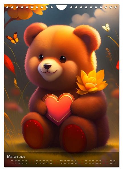 Produktbild: Cuddly Teddy Illustrations (Wall Calendar 2026 DIN A4 portrait), CALVENDO 12 Month Wall Calendar