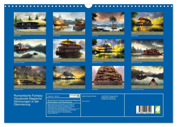 Produktbild: Romantische Fantasy Hausboote Magische Stimmungen in der D&auml;mmerung (Wandkalender 2026 DIN A3 quer), CALVENDO Monatskalender