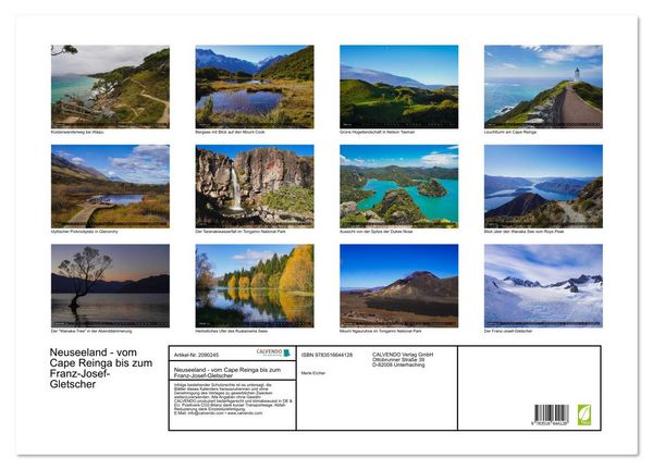 Produktbild: Neuseeland - vom Cape Reinga bis zum Franz-Josef-Gletscher (Wandkalender 2026 DIN A2 quer), CALVENDO Monatskalender