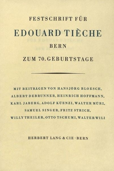 Produktbild: Festschrift f&uuml;r Edouard Tieche