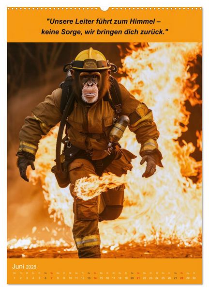 Produktbild: Der tierisch lustige Feuerwehrkalender (Wandkalender 2026 DIN A2 hoch), CALVENDO Monatskalender