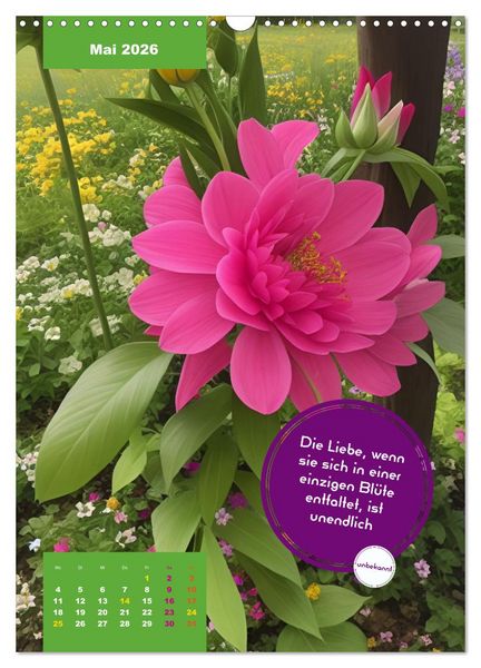 Produktbild: Verr&uuml;ckt nach BLUMEN Artwork - Farben - Zitate (Wandkalender 2026 DIN A3 hoch), CALVENDO Monatskalender