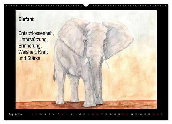 Produktbild: Krafttiere in Aquarell (hochwertiger Premium Wandkalender 2026 DIN A2 quer), Kunstdruck in Hochglanz