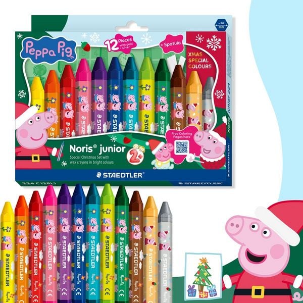 Produktbild: STAEDTLER Wachsmalkreiden Wachsmalkreide Promo Peppa 12er Set + Schaber, Weihnachten