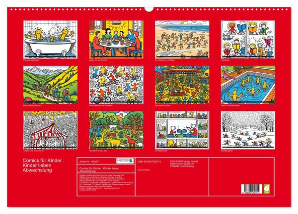 Produktbild: Comics f&uuml;r Kinder . Kinder lieben Abwechslung (Wandkalender 2026 DIN A2 quer), CALVENDO Monatskalender